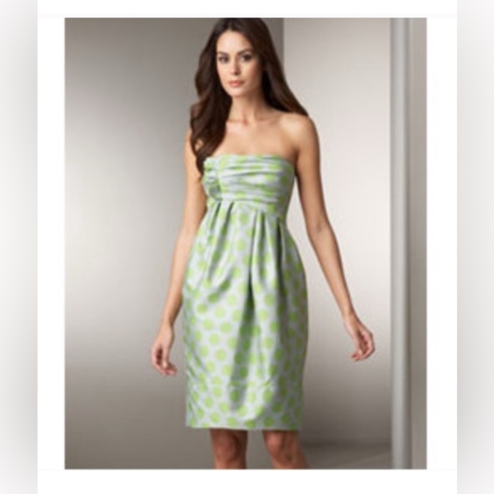 Vera Wang Lavender Label Polka Dot Strapless Dress
